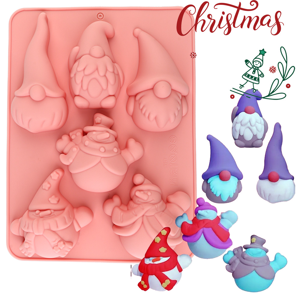 Candle Making Uk - 6-delige siliconen bakvorm voor kerstgnome-cakes, geschikt