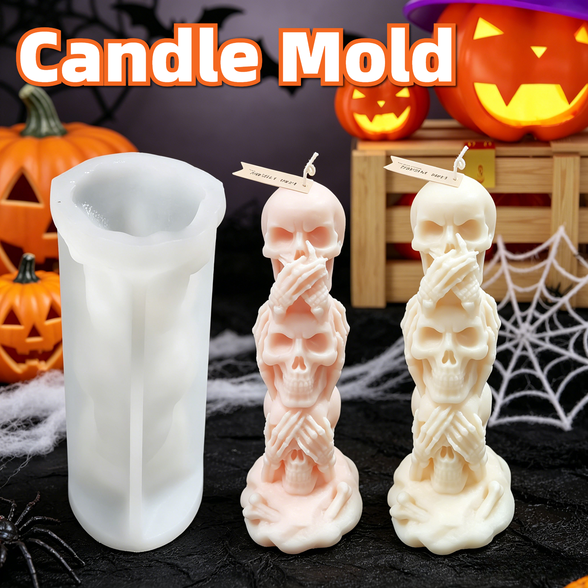 Candle Making Event - 3D siliconen drievoudige schedel kaarsvorm DIY