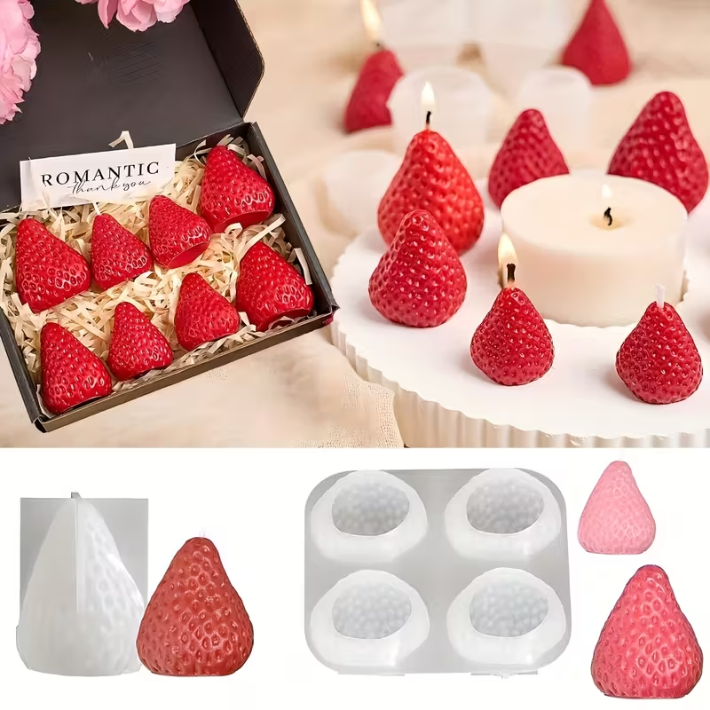 Candle Making Diy - Aardbei siliconen kaarsvorm voor doe-het-zelf aromatherapie