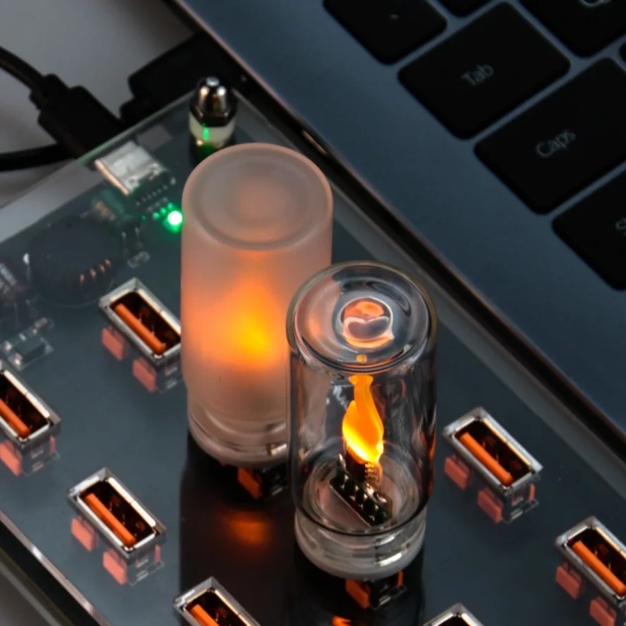 Candle Making Glass - USB-vlam flikkerende LED-kandelaar van mat glas,