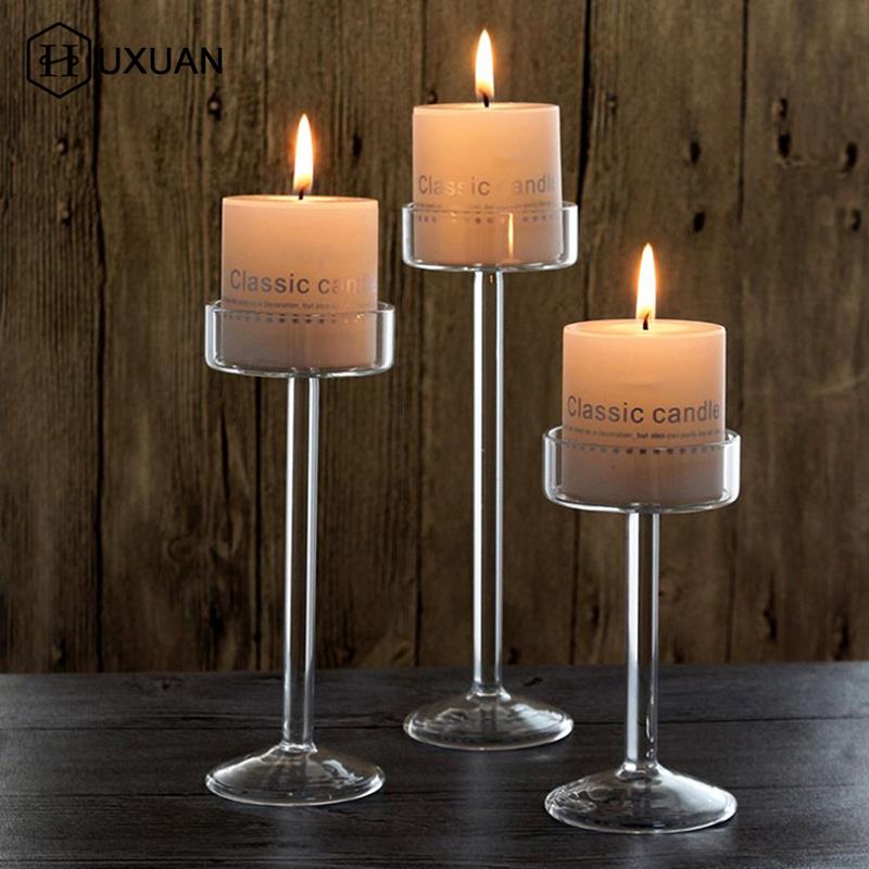 Candle Making Glass - Hoge Glazen Kaarshouder Transparante Kandelaar Stand