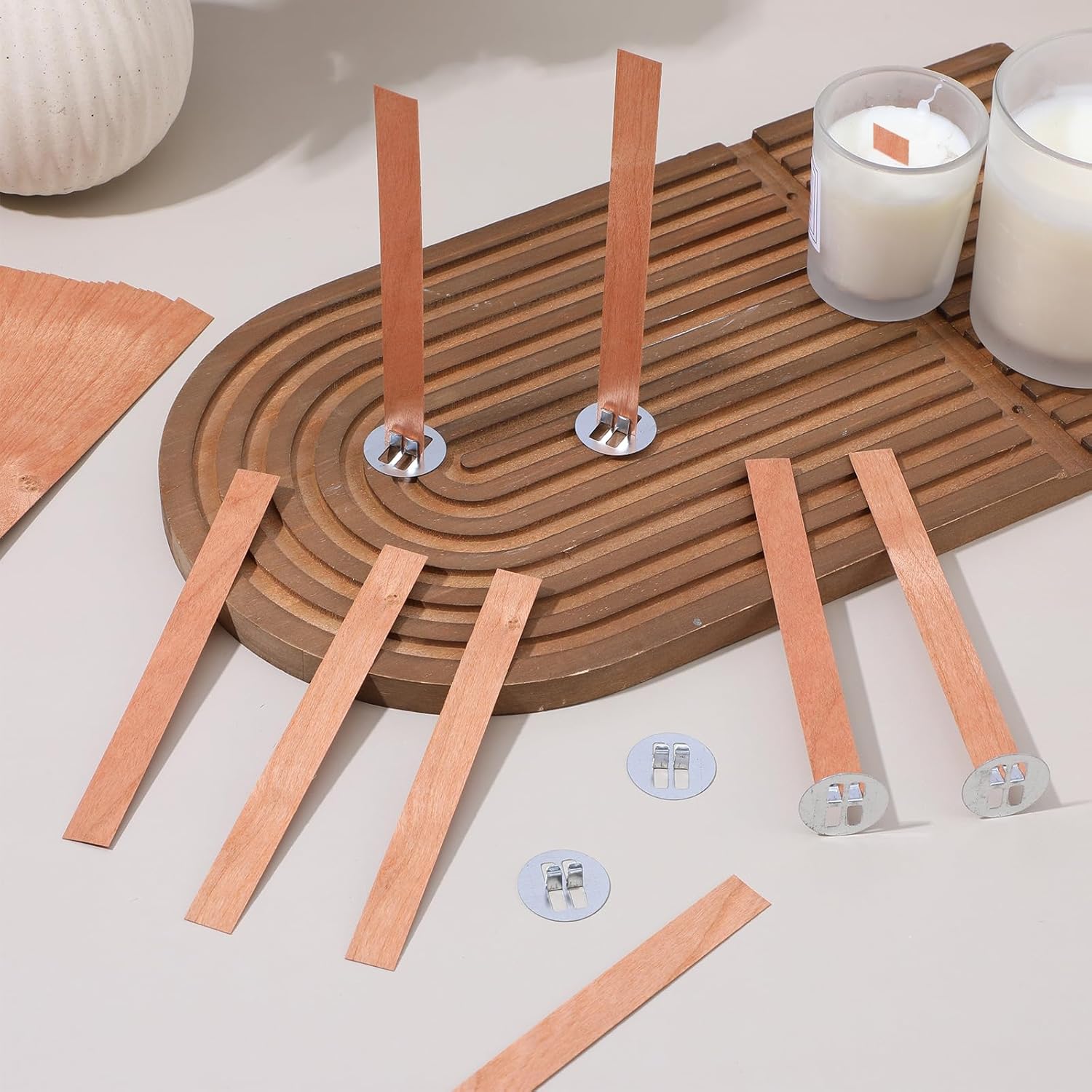 Soy Wax Pillar Blend - 60 stuks houten lonten voor het