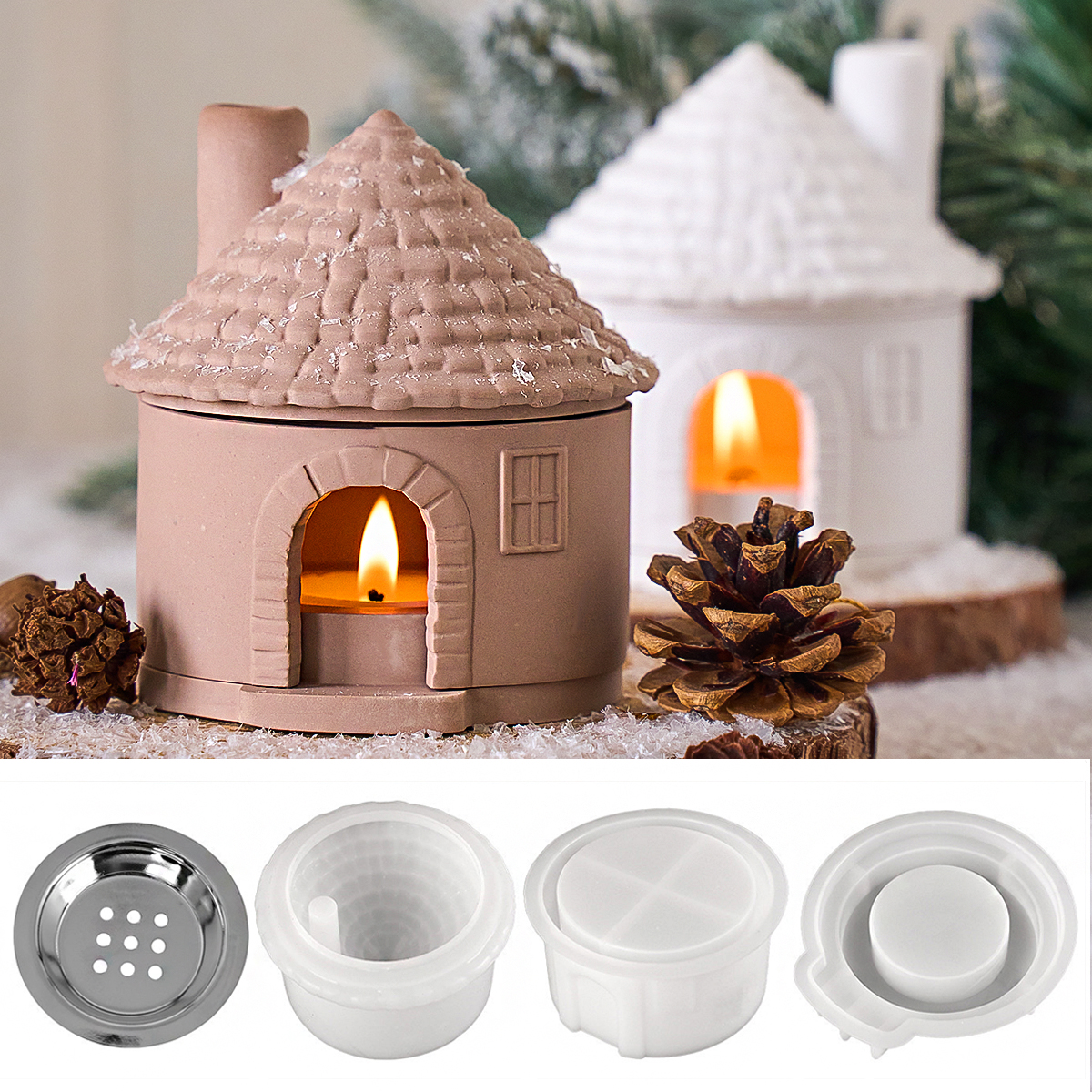 Candle Making Kit Wholesale - 3D Huis Wierook Kachel Siliconen Mal