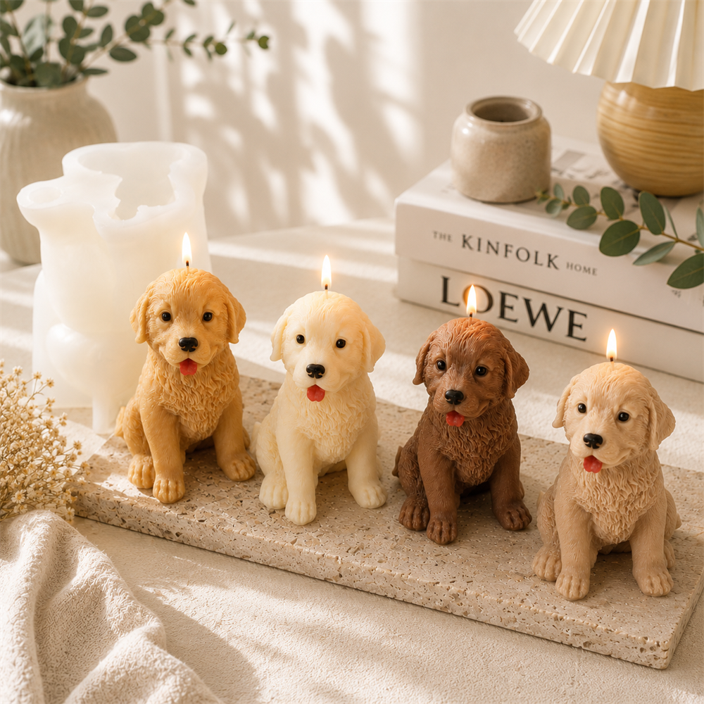 Golden Retriever siliconen kaa - Soy Wax Pillar Blend recensie en prijs