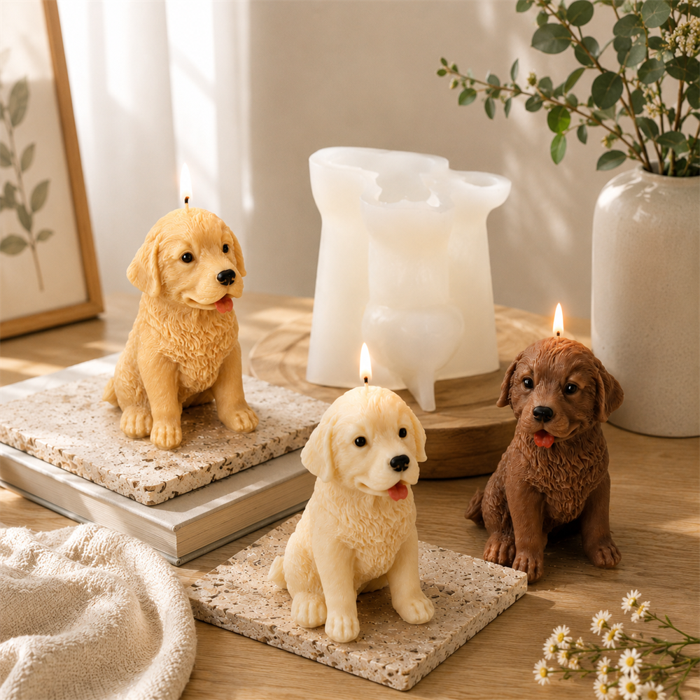 Golden Retriever siliconen kaa - Soy Wax Pillar Blend recensie en prijs