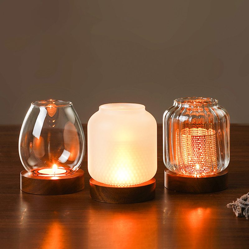 Vintage houten kandelaar met g - Candle Making Glass recensie en prijs