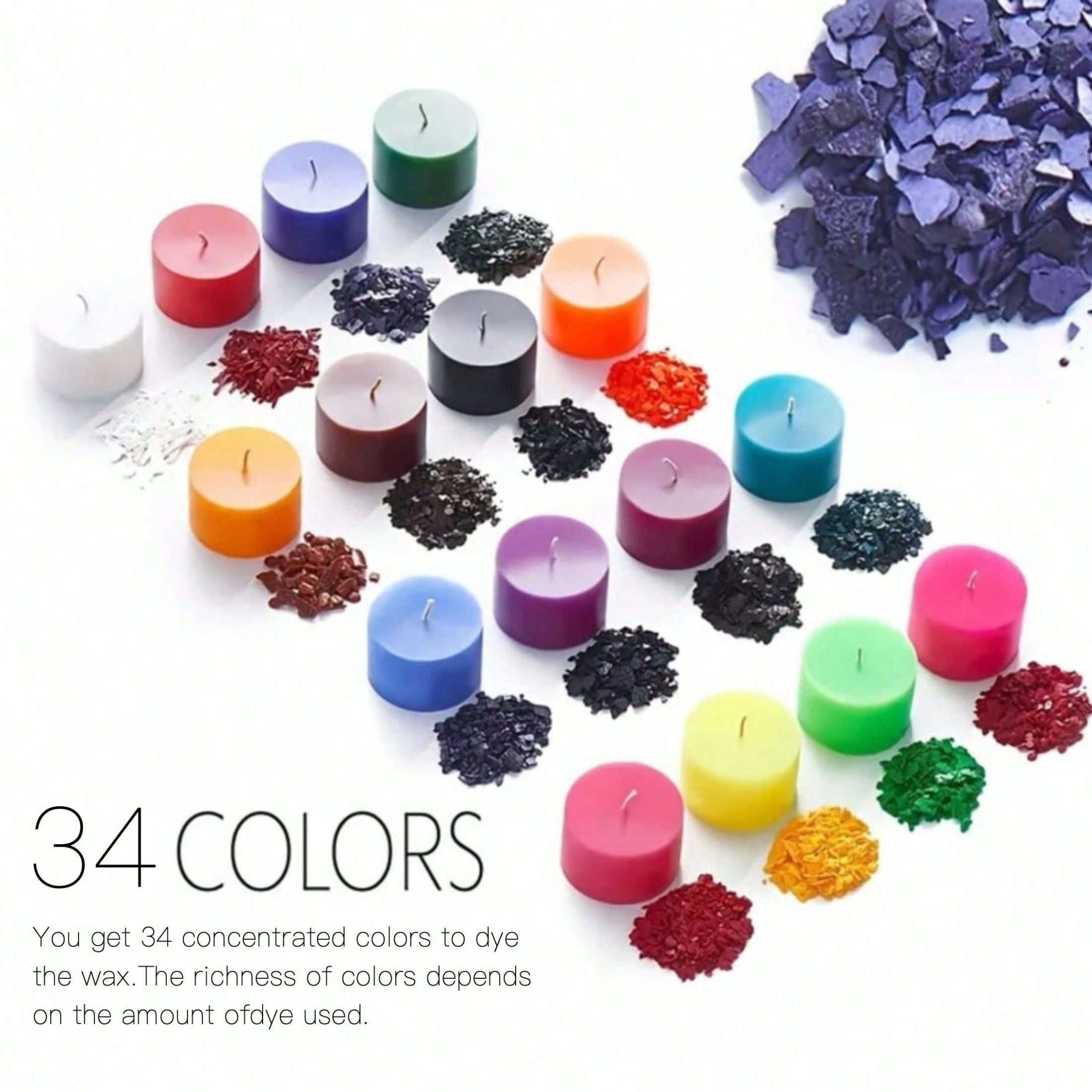 34-kleuren/16-kleuren/12-kleur - Candle Dye Chip recensie en prijs