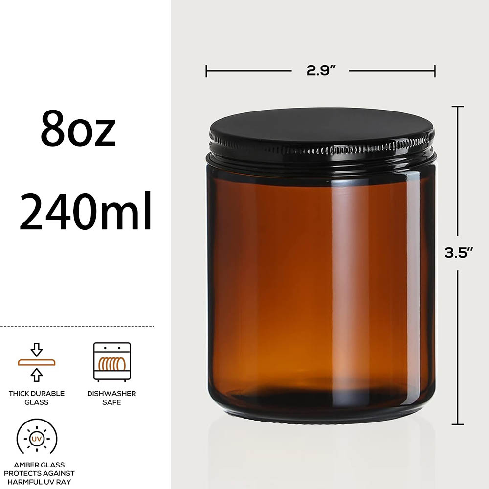 8oz Amber glazen potjes met zw - Candle Making Glass recensie en prijs